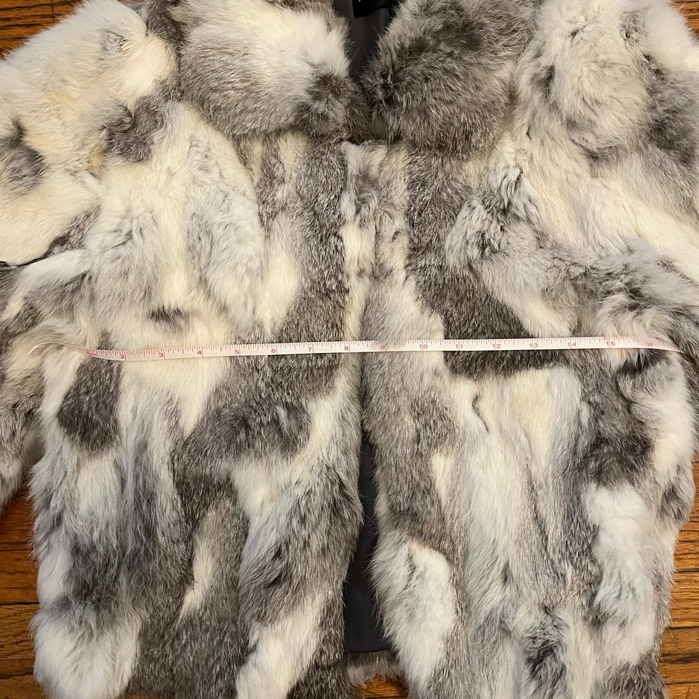 Adrienne Landau Rabbit Fur Jacket White & Grey Like New - Picture 8 of 10